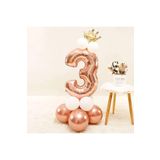 Rose Gold Kral Taçli Rakam Folyo Yaş Balon Set, 3
