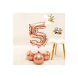 Rose Gold Kral Taçli Rakam Folyo Yaş Balon Set, 5