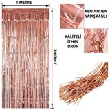 Rose Gold Püsküllü Kapı Perdesi - Parti, Bekarlığa Veda, Doğum Günü 1x2 m E218-RG