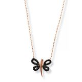 Rose Gold Siyah Işıltılı Yusufçuk Hayalet Gümüş Kadın Kolye