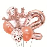 Rose Gold Taçlı 2 Rakam Balon Set