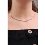 Rose Gümüş Mistik Topaz Taşlı Choker Kolye 6572