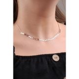 Rose Gümüş Pullu Choker Kolye 6573