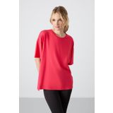 Rose Penye Modal Yumuşak Tuşeli Oversize Fit Basic Kadın T-Shirt- 97285