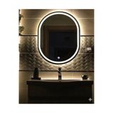 Rose Tasarım 80*60 Oval KumlamalıDokunmatik Günışıgı Ayna Banyo Aynası Ledli Ayna Banyo Aynası