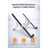ROSE TEKNOLOJİ AYARLANABİLİR ALÜMİNYUM LAPTOP VE TABLET STANDI KATLANABİLİR HAVA AKIŞI DESTEKLİ TAŞINABİLİR STAND