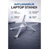 Rose Teknoloji Katlanabilir Alüminyum Laptop ve Tablet Standı Ayarlanabilir Kaymaz Kademeli Yükselik Kaymaz Yüzey Ergonomik Stand - Gri