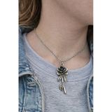 Rose Thorn Spirit – Gül Figürlü Gümüş Renk Unisex Uzun Kolye (60 Cm)