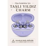 RoseandRoses Klips Kulaklık Uyumlu Charm Süsü(Kulaklık Değildir)- Taşlı Yıldız Charm (2 Adettir)