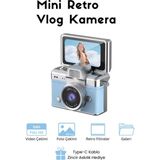 Roseandroses Mini Kamera Dönen Ekran Flaşlı Selfie Video Vlog Kamerası Anahtarlık 1080P+48MP - Bebek Mavisi
