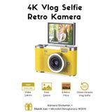 RoseandRoses Sticker Hediyeli Retro Kamera Dönen Ekran Flaşlı Selfie Video Vlog Kamerası 4K+48MP