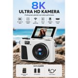 RoseandRoses UltraPix 8K HD Vlog Selfie Ekran Video Foto Kamera (Beyaz)