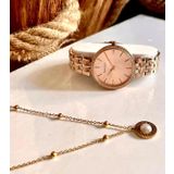 Rosegold Çelik Şık Klasik Kadın Kol Saati+%100 Çelik Kolye Hediyeli
