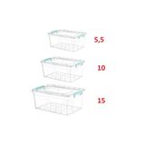 ROSEMARY Çok Amaçlı Kapaklı Plastik Saklama Kabı Kutusu 5,5 Lt + 10 Lt + 15 Lt (3'lü Set)