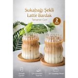 Rosemor 2li su kabağı Bardak Latte Kahve Kokteyl Sunum Bardağı 400ml Sapaklı İskandinav Cam