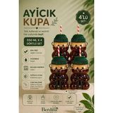 Rosemor 4lü Ayıcık Tasarım Cam Pipetli Soğuk Içecek Kahve Bardağı Yeşil Şapkalı Bear Bardak 550ML Barista - 1 - Şeffaf
