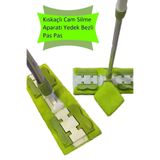 Rosemor Kıskaçlı Cam Silme Mopu Mikrofiber Yedek Bezli Yer Duvar Fayans Silme Mopu