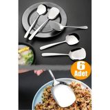 Rosemor Servis Kaşığı Seti 6 Lı Set Paslanmaz Çelik Lüx Yemek Salata Börek Pasta Fırın Tavuk