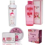 Rosense El ve Vücut 4'lü Bakım Seti (Gülsuyu 250ML+GÜL Kolonyası 300ML+GÜL Kremi 250ML+GÜL Sabunu 100GR)