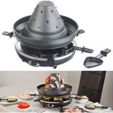 Rosenstein & Söhne Tartar Şapkası: Fondü Kanallı Elektrikli 3'ü 1 Arada Tartar Şapkası ve Raclette Izgarası, 6 Kişilik (Husar Hat Izgarası, Tartar Izgarası, Tencere) - Siyah