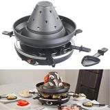 Rosenstein & Söhne Tartar Şapkası: Fondü Kanallı Elektrikli 3'Ü 1 Arada Tartar Şapkası Ve Raclette Izgarası, 6 Kişilik (Husar Hat Izgarası, Tartar Izgarası, Tencere)