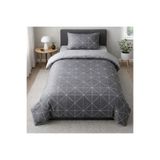 ROSERA HOME Tek Kişilik Lastikli Çarşaflı Nevresim Takımı Pamuklu Geometrik Gri