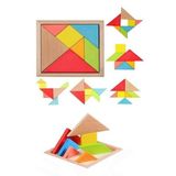 RoseRoi 5 Adet Ahşap Tangram Zeka Gelişim Eğitici Oyuncak Mini Boy 7x7 Cm 5 Adet