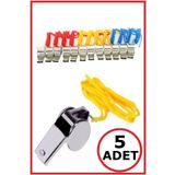 RoseRoi Metal Düdük Renkli Ipli 5 Adet
