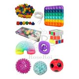 RoseRoi Stres Giderici Set Popit Snapperz Işıklı Top Zeka Küpü Stres Yayı Stres Topu Ipe Boncuk Dizme Set