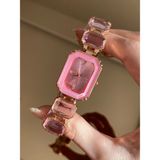 Rosesso Swaroski Pembe Taşlı Sekizgen Kol Saati - Pembe - Rose Gold