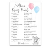 Roseum Collections CİNSİYET REVEAL Parti Oyunu - DISNEY EBEVEYN MAÇ Oyunu - 25'li Paket - Fil Pembesi veya Mavi Bebek Duş Oyunu, Ünlü Disney Ebeveynlerini Eşleştirin Eğlenceli Duş Etkinliği, Disney Star Çocuk Maç Oyunu