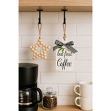 Rosfloa Coffee Kahve Köşesi Mutfak Dolap Süsü & Ahşap Yıldız 2'li Set