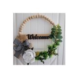 Rosfloa Doğal Ahşap Boncuklu Özel Tasarım Kapı Süsü Kapı Çelengi Duvar Süsü Hediyelik 32 Cm Karışık rosfloaNM161