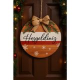 Rosfloa Hoşgeldiniz Yılbaşı Kokina Kar Tanesi Çam Dalı Baskılı Kapı Duvar Süsü Hediyelik (25*25 Cm)