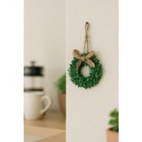 Rosfloa Mini Boy Dekoratif Yeşil Çelenk Mutfak, Kahve Köşesi, Dolap, Duvar, Raf, Askı Süsü Dekoru (15*15 Cm)