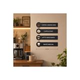 rosfloa rf 4'lü Kahve Temalı Ahşap Şerit Mini Tablo Seti Kahve Köşesi Duvar Dekoru Bohem Coffee Bar Süsü (21 CM)
