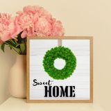 ROSFLOA Sweet Home İskandinav Tarz Gerçek Ahşap Çerçeveli Dresuar Mutfak Kahve Köşesi Dekor Tablo (25 * 25 cm)