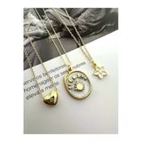 Roshel 3'Lü Gold Renk Kolye Seti Kalp Spiral Güneş Lotus Sevgililer Günü Anneler Günü Hediye Altın
