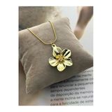 Roshel Kararmaz Çelik Gold Renk Kolye Lotus Çiçek Detaylı Kadın Kolye Yılan Zincir Altın