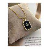 Roshel Kararmaz Çelik Gold Renk Kolye Siyah Mineli Yıldız Detaylı Unisex Kolye Yılan Zincir Handmade Altın