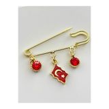 roshel Türk Bayrağı Temalı Broş İskoç İğnesi Yaka İğnesi Charmlı İğne Çengelli İğne
