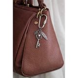 Roshel Vintage Tasarım Çanta Charmı Anahtarlık Gümüş Kaplama Anahtar-Kuş Tüyü-Yaprak Gümüş