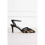 Roshin Shoes Yeni Sezon kadın Stiletto İncili Topuklu Ayakkabı Siyah kırışık Topuk 7CM