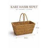 Rosie Kare Hasır 2 Kulplu Çok Amaçlı Sepet