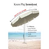 Rosie Krem Plaj Şemsiyesi, 200 cm Çap, 10 telli, eğilebilir BİDONSUZ