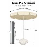 Rosie Şemsiye + Bidon + Çanta, Yaz Paketi - 2 Metre Çap ve 10 Telli Krem Renk Şemsiye