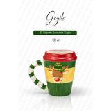 Rosie Yılbaşı Temalı El Yapımı Geyik Kupa, Hediyelik Kupa, Mug, 400 ml