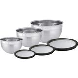 Rösle Cam Kapaklı Kase Seti, 16 cm - 20 cm - 24 cm 13392 - Gümüş