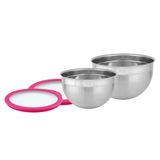 RÖSLE Kase seti, 2 parçalı saklama kapağı (Ø 20 ve 24 cm), Pink Charity Edition, yemek hazırlamak ve saklamak için yüksek kaliteli paslanmaz çelik kaseler, bulaşık makinesinde yıkanabilir