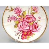 Roslyn Fine Bone China Porselen Antika Tabak 3'Lü, Pembe Çiçek Desenli, Altın Yaldızlı Kenarlık, Bunnings, İngiltere Yapımı